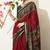 red paisley print viscose  saree with unstitched blouse piece