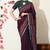 wine ikkat block print viscose  saree with unstitched blouse piece