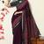 wine ikkat block print viscose  saree with unstitched blouse piece