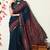 blue ikkat block print viscose  saree with unstitched blouse piece