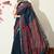 blue ikkat block print viscose  saree with unstitched blouse piece