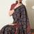 blue ajrakh printed viscose  saree with unstitched blouse piece