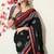 black peacock print woven border viscose  saree with unstitched blouse piece