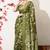green floral printed cotton silk saree with unstitched blouse piece