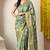 green floral printed cotton silk saree with unstitched blouse piece