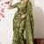 green floral printed cotton silk saree with unstitched blouse piece