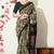 green floral printed viscose  saree with unstitched blouse piece