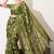 green floral printed cotton silk saree with unstitched blouse piece