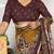 mustard orange madhubani,ethnic printed viscose  saree with unstitched blouse piece