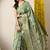 green floral printed cotton silk saree with unstitched blouse piece