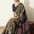 green floral printed viscose  saree with unstitched blouse piece