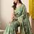 green floral printed cotton silk saree with unstitched blouse piece