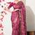 pink leaf print cotton silk saree with unstitched blouse piece