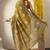 mustard block print cotton silk saree with unstitched blouse piece