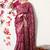 pink leaf print cotton silk saree with unstitched blouse piece