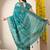 teal paisley print cotton silk saree with unstitched blouse piece