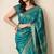 teal paisley print cotton silk saree with unstitched blouse piece
