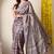 purple leaf print cotton silk saree with unstitched blouse piece