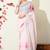 pastel pink floral printed cotton blend saree with unstitched blouse piece