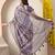 purple leaf print cotton silk saree with unstitched blouse piece