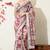 pink floral printed cotton blend saree with unstitched blouse piece