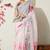 pastel pink floral printed cotton blend saree with unstitched blouse piece
