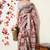pink floral printed cotton blend saree with unstitched blouse piece