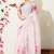 pastel pink floral printed cotton blend saree with unstitched blouse piece