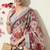 pink floral printed cotton blend saree with unstitched blouse piece