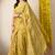 yellow leaf print cotton silk saree with unstitched blouse piece