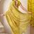 yellow leaf print cotton silk saree with unstitched blouse piece