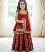 Maroon and gold embroidered lehenga choli set, festive indian ethnic wear