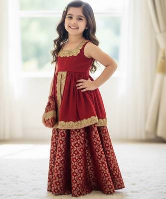 Maroon and gold embroidered lehenga choli set, festive indian ethnic wear 2