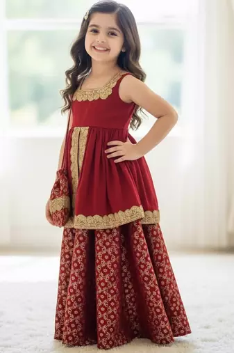 Maroon and gold embroidered lehenga choli set, festive indian ethnic wear