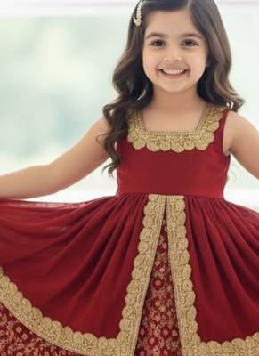 Maroon and gold embroidered lehenga choli set, festive indian ethnic wear 3