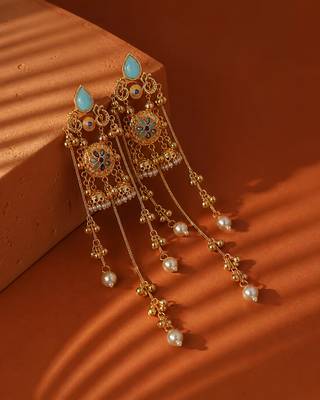 Gold Plated Floral Kashmiri Earrings 1