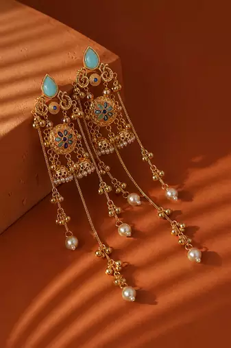 Gold Plated Floral Kashmiri Earrings