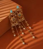Gold Plated Floral Kashmiri Earrings