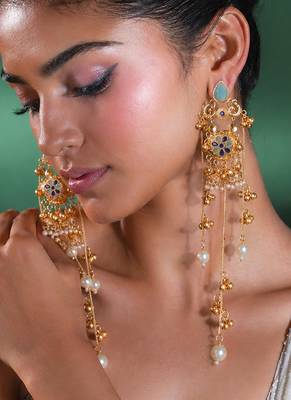 Gold Plated Floral Kashmiri Earrings 2