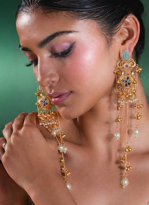 Gold Plated Floral Kashmiri Earrings 3