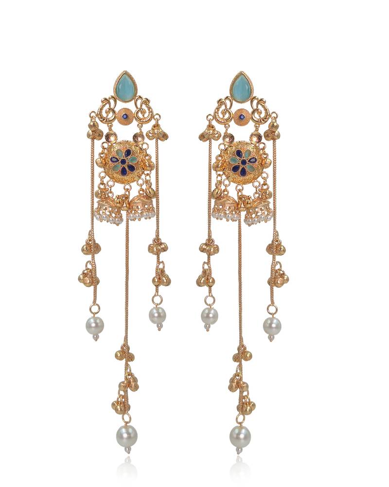 Gold Plated Floral Kashmiri Earrings