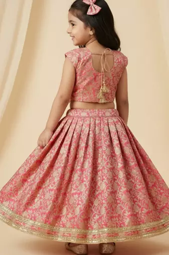 Girls jacquard lehenga choli with dupatta | traditional ethnic wear for kids