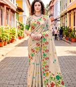Sangam prints red cotton blend woven work traditional saree