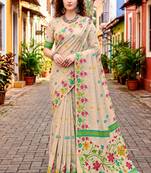 Sangam prints pink cotton blend woven work traditional saree