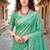 Sangam prints teal green cotton blend woven work traditional saree