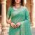 Sangam prints teal cotton blend woven work traditional saree