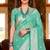 Sangam prints teal green cotton blend woven work traditional saree