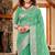 Sangam prints teal cotton blend woven work traditional saree