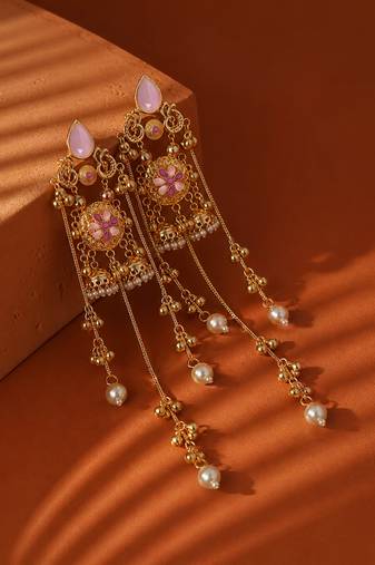 Gold Plated Floral Kashmiri Earrings