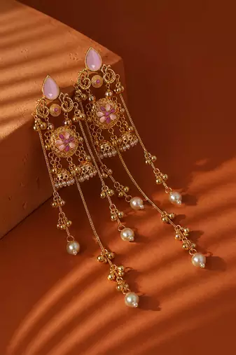 Gold Plated Floral Kashmiri Earrings